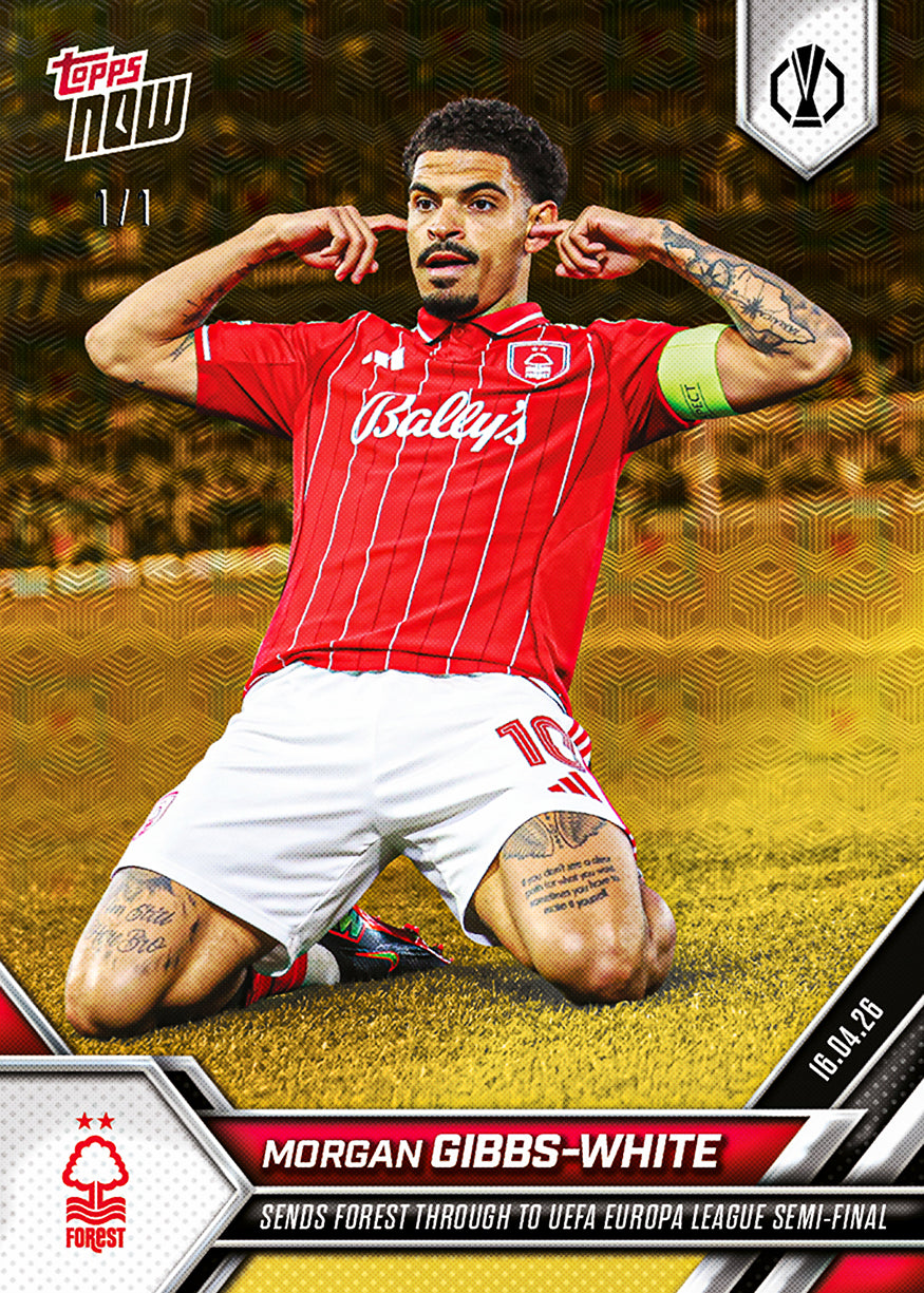 Morgan Gibbs-White - 2025-26 UEL Topps NOW - Card 28 - PR: 197 - Image 2