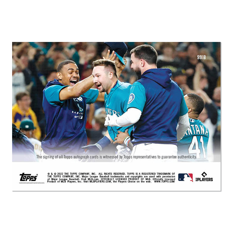 On-Card Auto # to 49 - Cal Raleigh - 2022 MLB TOPPS NOW Card 991B - Image 2