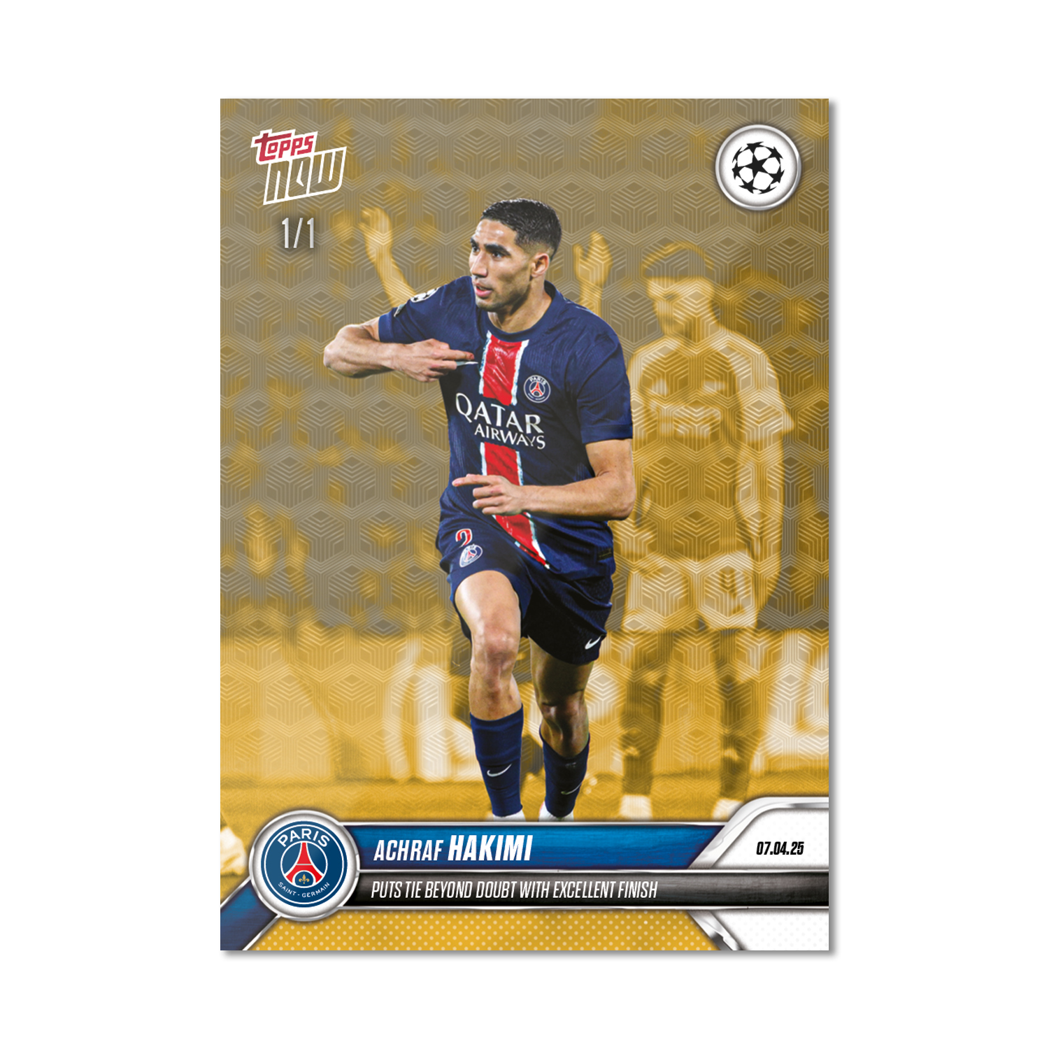 Alternative view of Achraf Hakimi - 2024-25 UCL Topps NOW - Card 156 - PR: 97