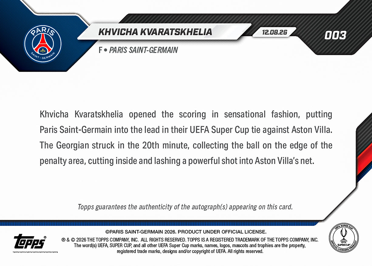 Khvicha Kvaratskhelia - 2026-27 UCL Topps NOW Card 3 - PR: 2832 - Image 8