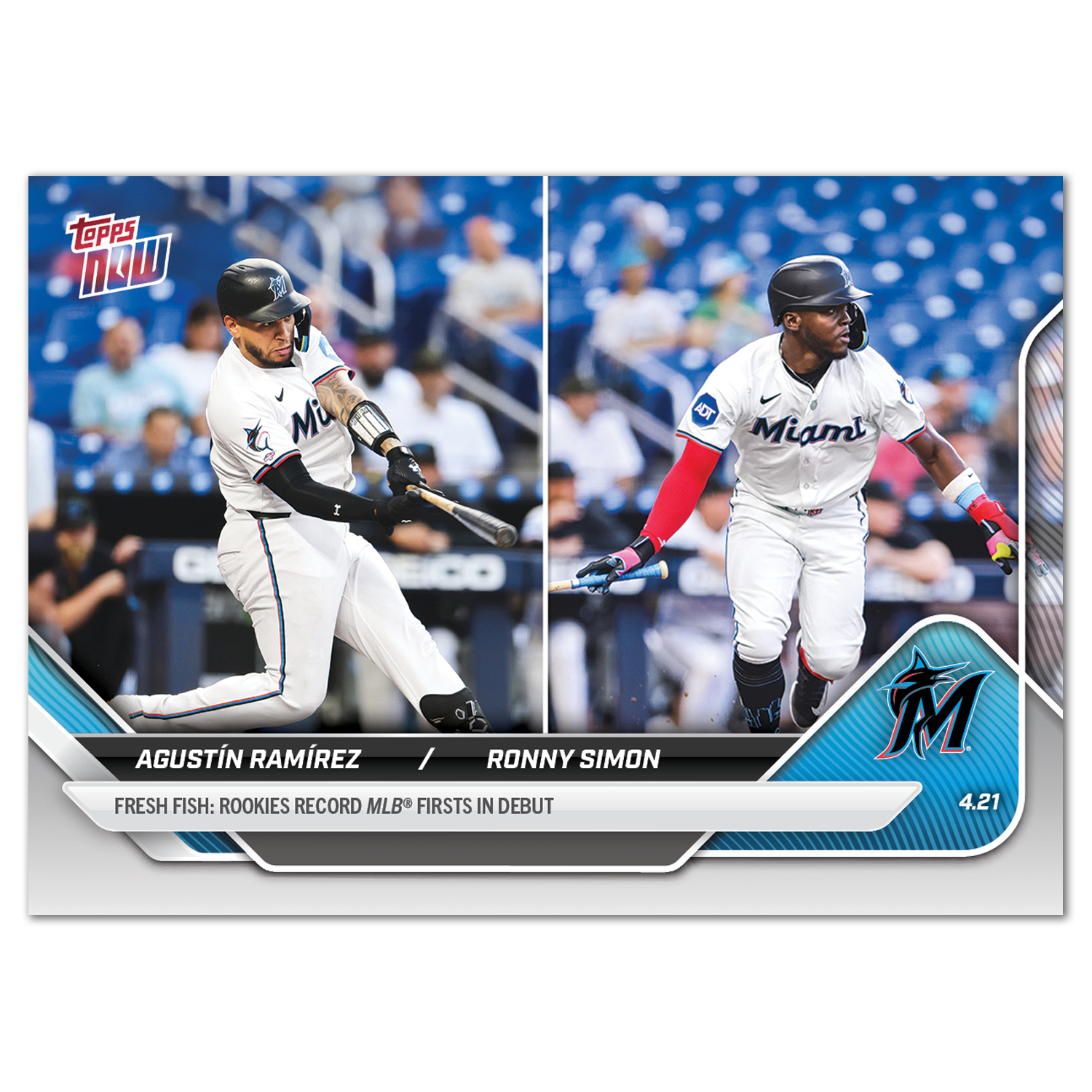 Agustín Ramírez/Ronny Simon - 2025 MLB Topps NOW - Card 96 - PR: 571