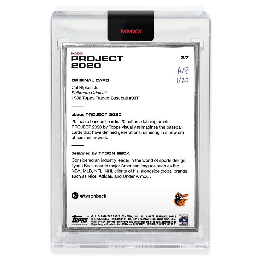 Topps PROJECT 2020 Card 37 - 1982 Cal Ripken Jr. - Tyson Beck - Artist Proof # to 20 - Image 2