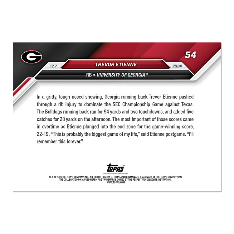 Trevor Etienne - 2024 Bowman U NOW Football Card 54 - PR: 532 - Image 2