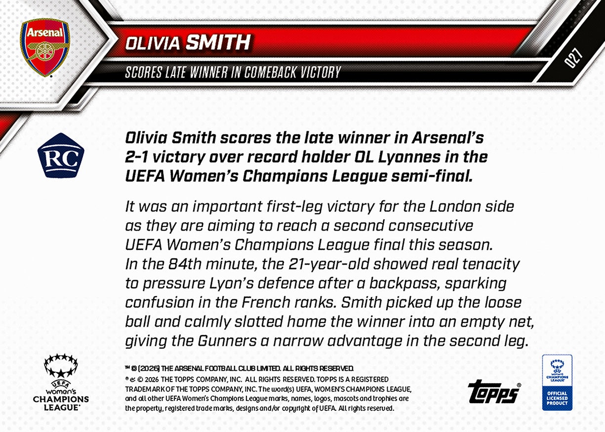 Olivia Smith - 2025-26 UWCL Topps NOW - Card 27 - PR: 762 - Image 7