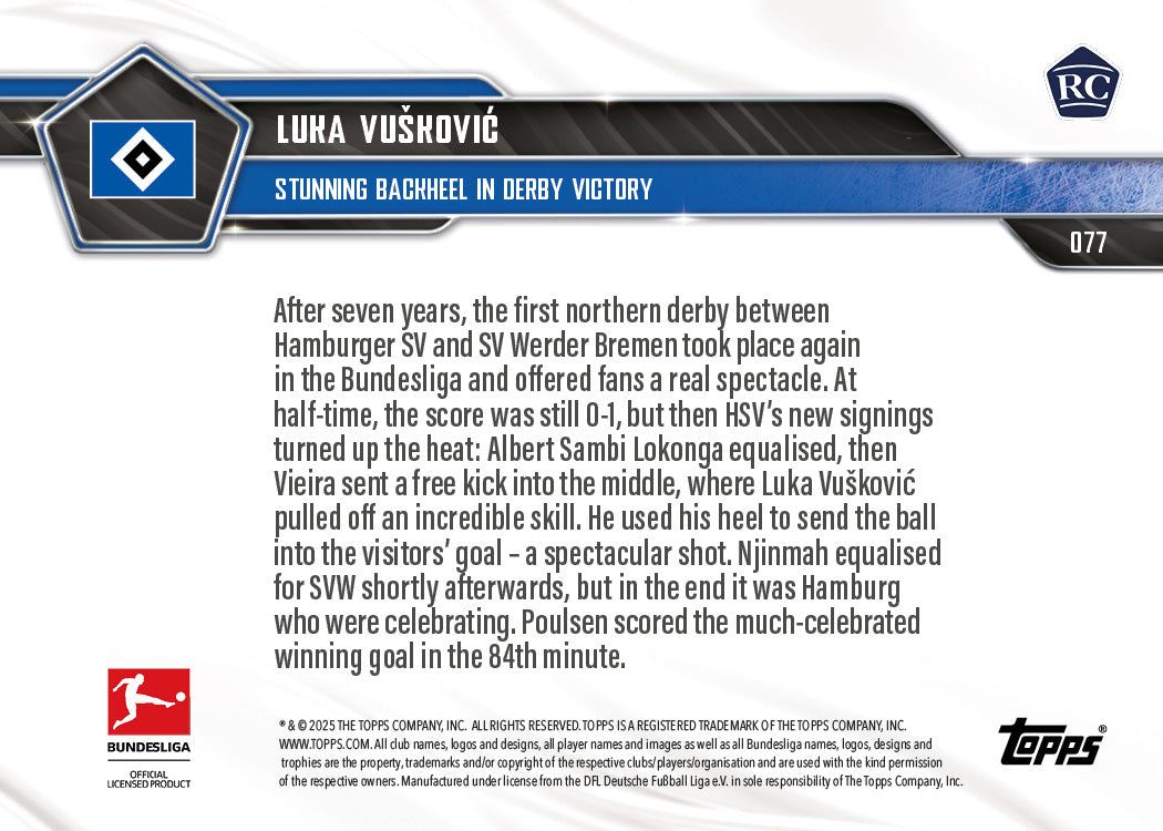 Luka Vušković - 2025-26 Bundesliga Topps NOW - Card 77 - PR: 2334 - Image 7