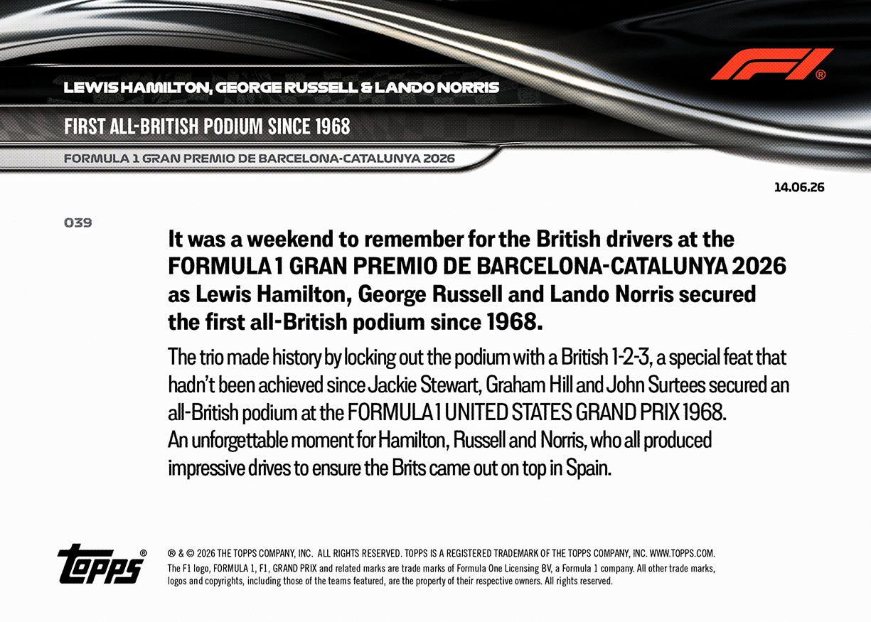 Lewis Hamilton / George Russell / Lando Norris - 2026 Formula 1 Topps NOW - Card 39 - PR: 4152 - Image 7