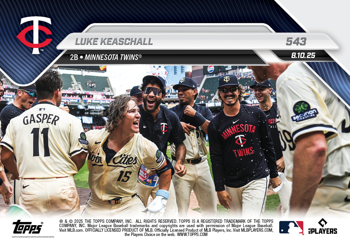 Luke Keaschall - 2025 MLB Topps NOW - Card 543 - PR: 1378 - Image 2