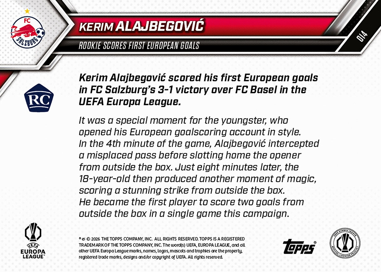 Kerim Alajbegović - 2025-26 UEL Topps NOW - Card 14 - PR: 1722 - Image 7