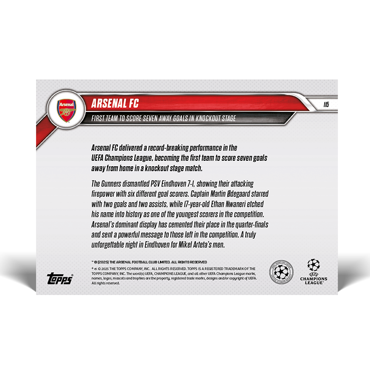 Arsenal FC - 2024-25 UCL Topps NOW Card 115 - PR: 776 - Image 7