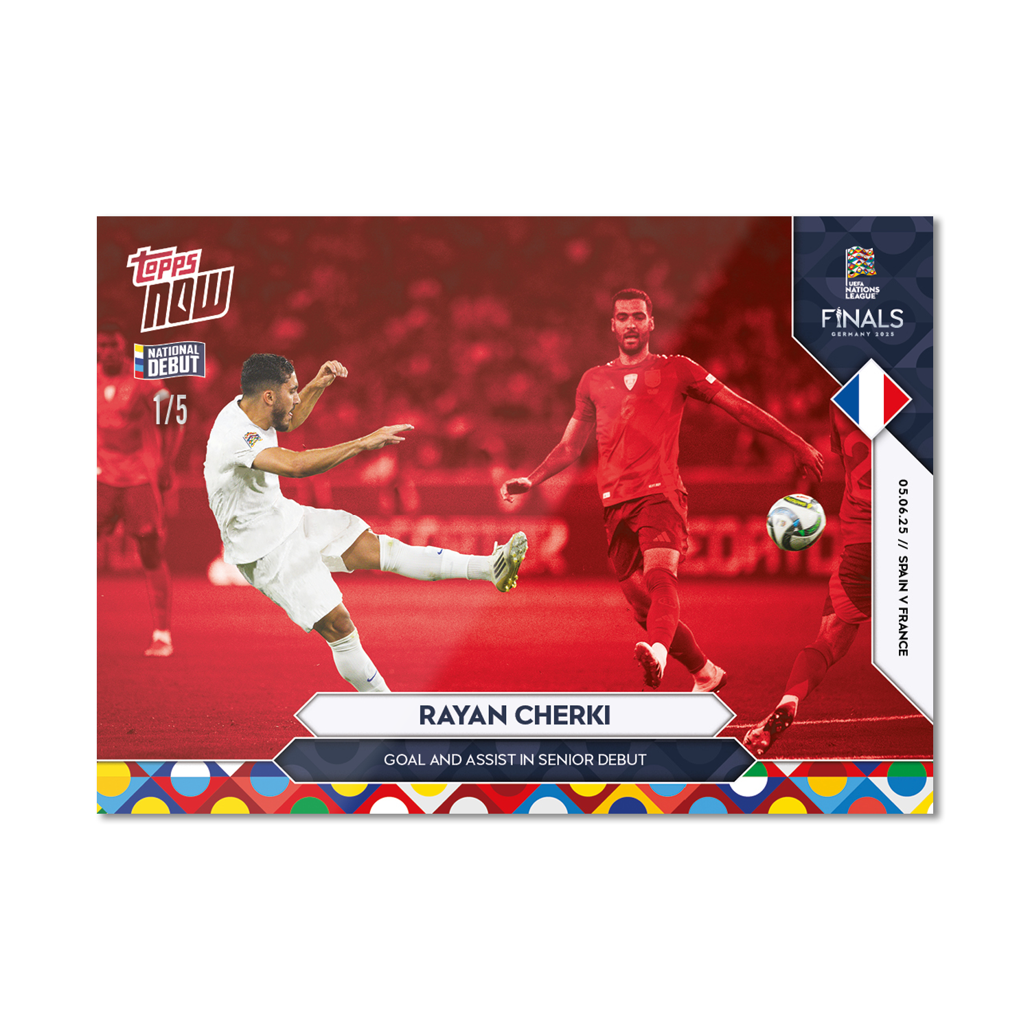Rayan Cherki - 2025 UEFA Nations League Topps NOW - Card 3 - PR: 324 - Image 3