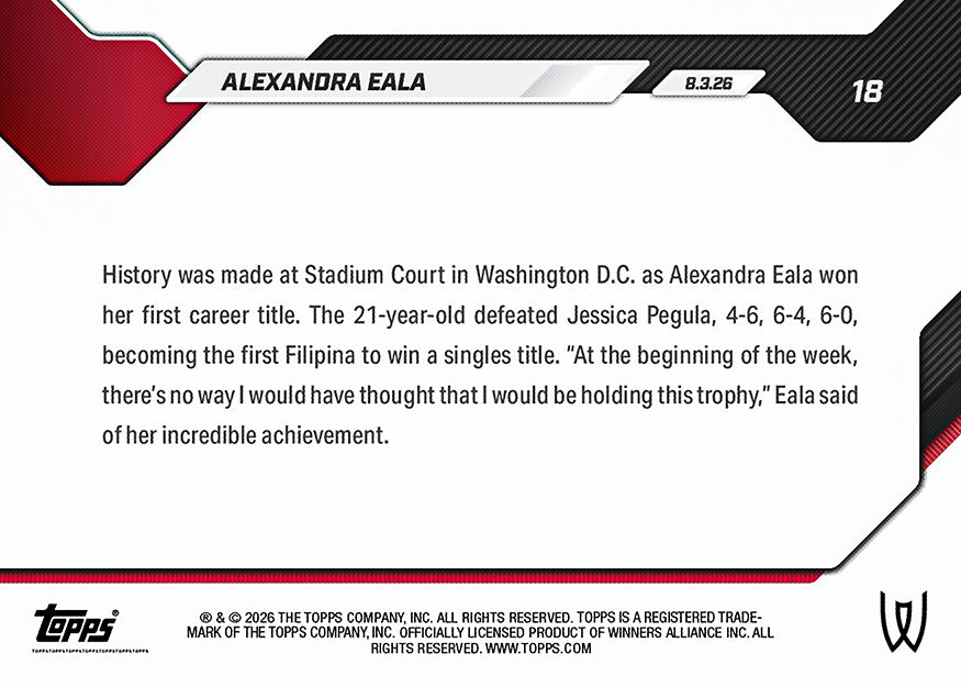 Alexandra Eala - 2026 Topps NOW Tennis - Card 18 - PR: 17380 - Image 3