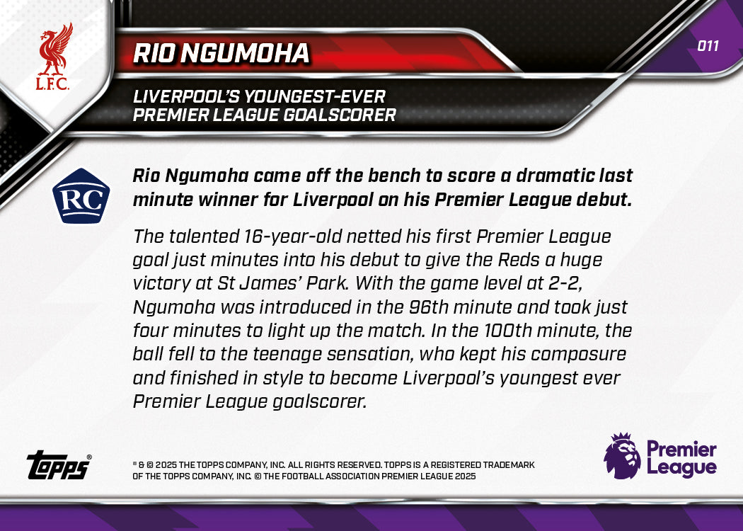 Rio Ngumoha - 2025-26 Premier League Topps NOW - Card 11 - LOOK FOR AUTO - PR: 11401 - Image 8