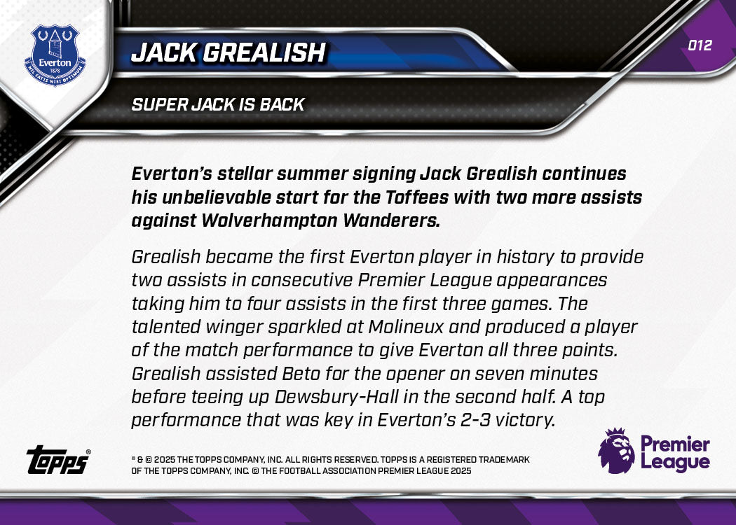Jack Grealish - 2025-26 Premier League Topps NOW - Card 12 - PR: 675 - Image 7