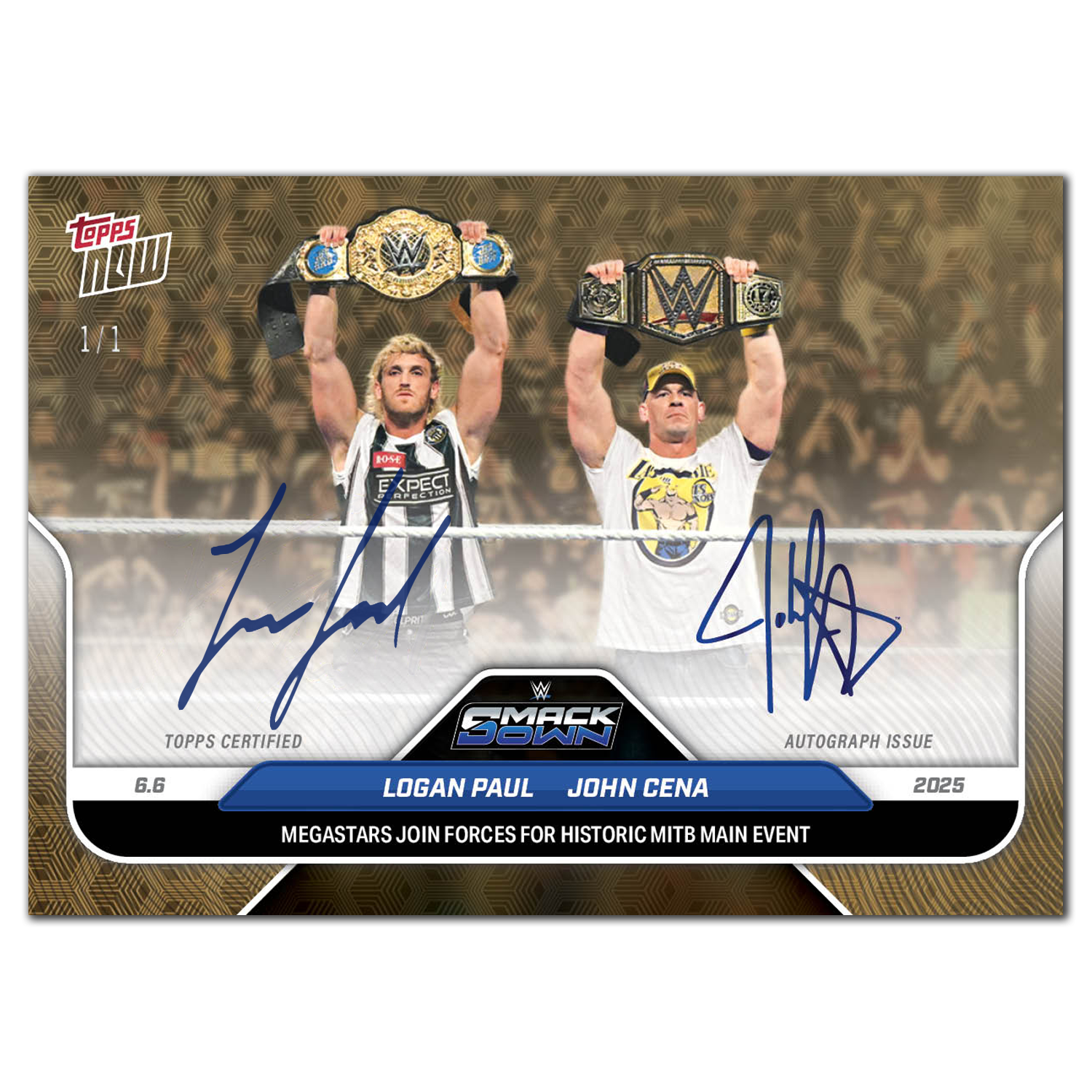 John Cena/Logan Paul - 2025 WWE Topps NOW - Card 59 - LOOK FOR DUAL AUTO - PR: 6484 - Image 2