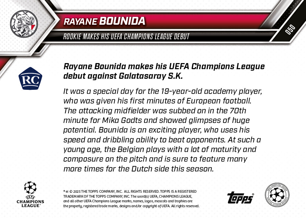 Rayane Bounida - 2025-26 UCL Topps NOW - Card 50 - PR: 481 - Image 7