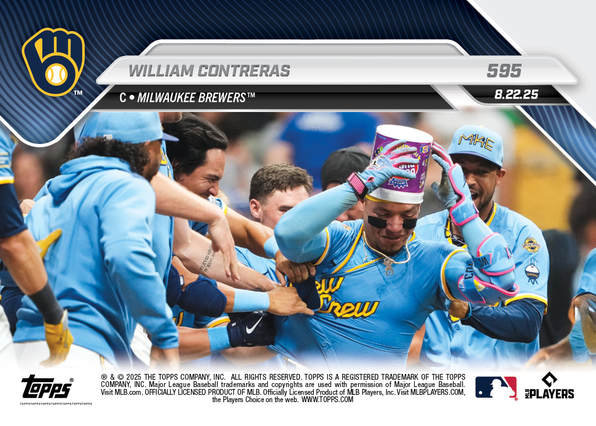 Alternative view of William Contreras - 2025 MLB Topps NOW - Card 595 - PR: 568