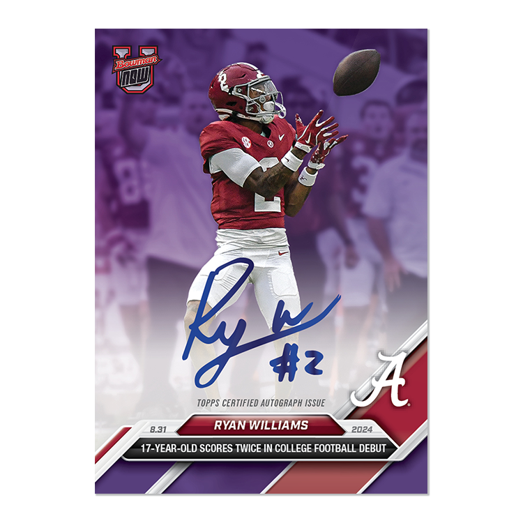 On-Card Autograph # to 49 or Lower - Ryan Williams - 2024 Bowman U Now Card 2 - Image 5