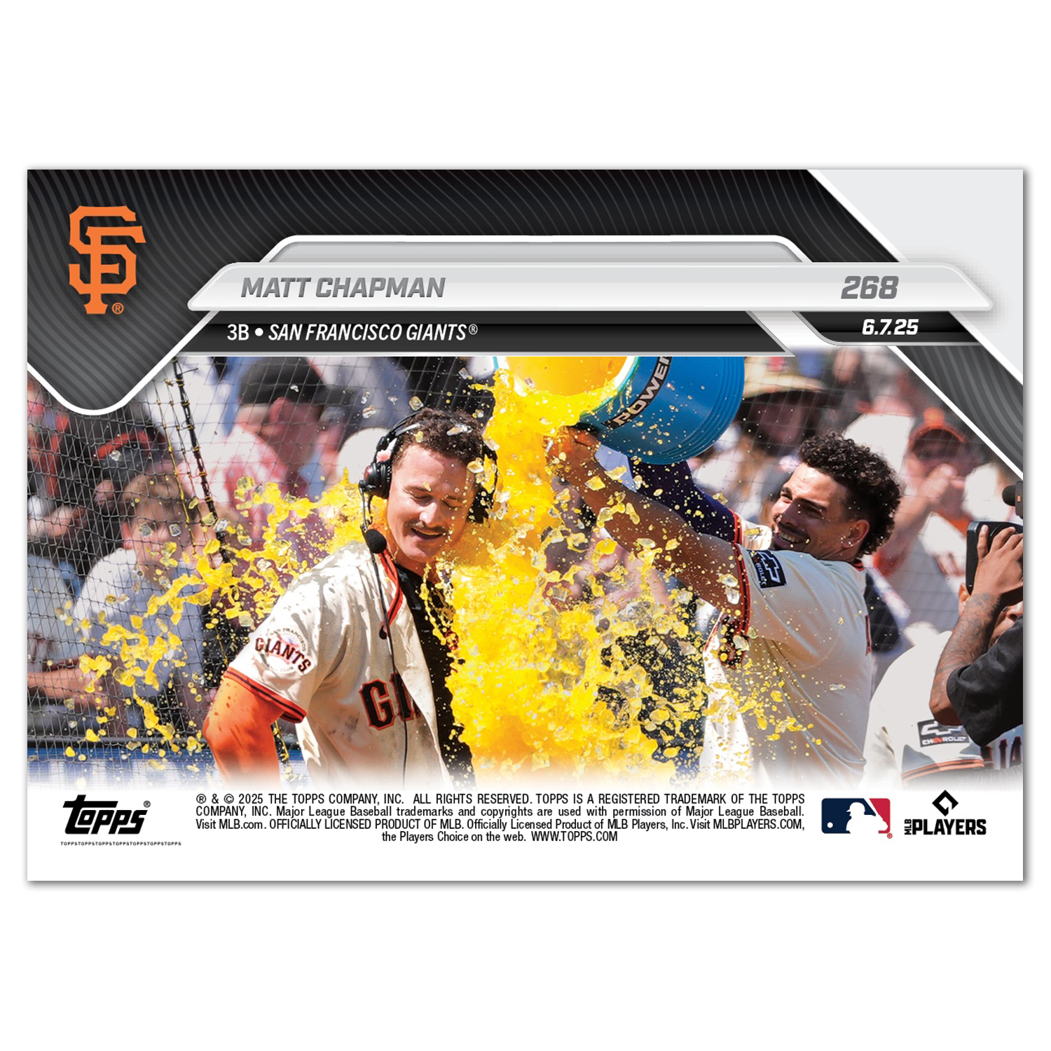 Matt Chapman - 2025 MLB Topps NOW - Card 268 - PR: 645 - Image 2
