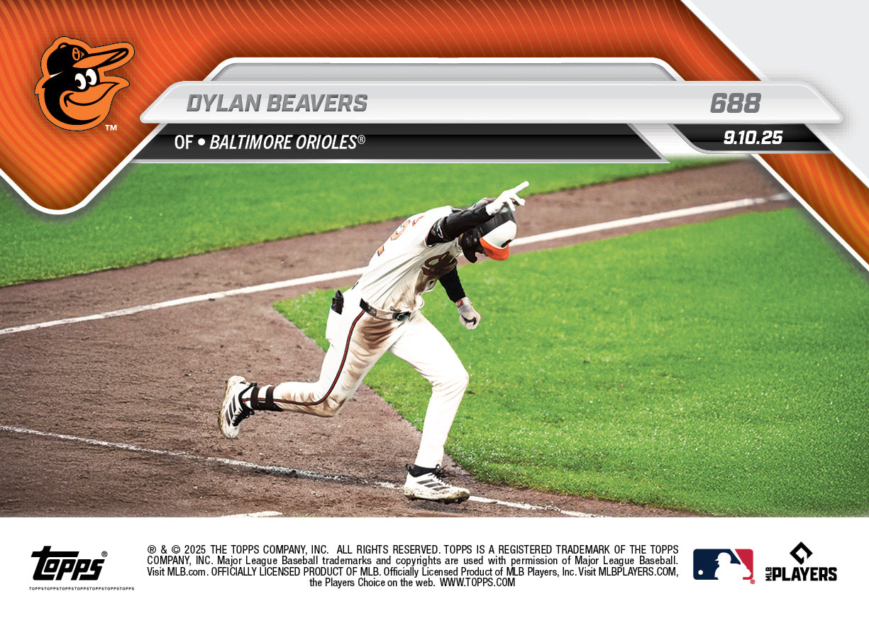 Dylan Beavers - 2025 MLB Topps NOW - Card 688 - PR: 969 - Image 2