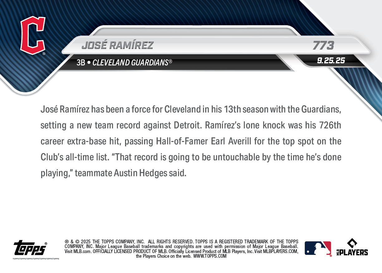 José Ramírez - 2025 MLB Topps NOW - Card 773 - PR: 717 - Image 2