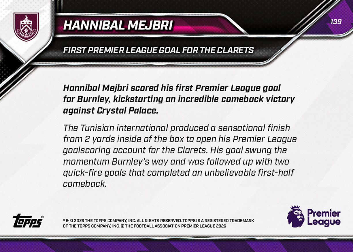 Hannibal Mejbri - 2025-26 Premier League Topps NOW - Card 139 - PR: 119 - Image 7