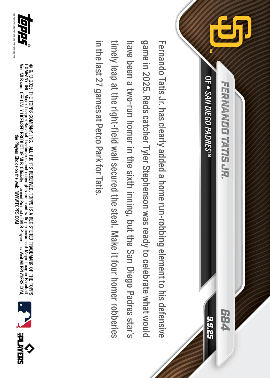Fernando Tatis Jr. - 2025 MLB Topps NOW - Card 684 - PR: 1480 - Image 2
