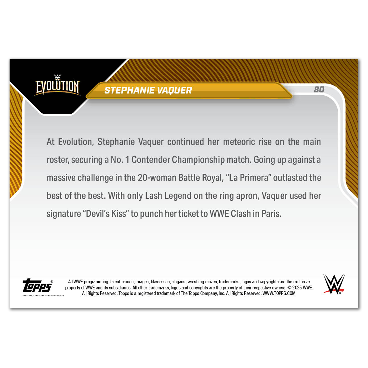 Stephanie Vaquer - 2025 WWE Topps NOW - Card 80 - PR: 2705 - Image 2