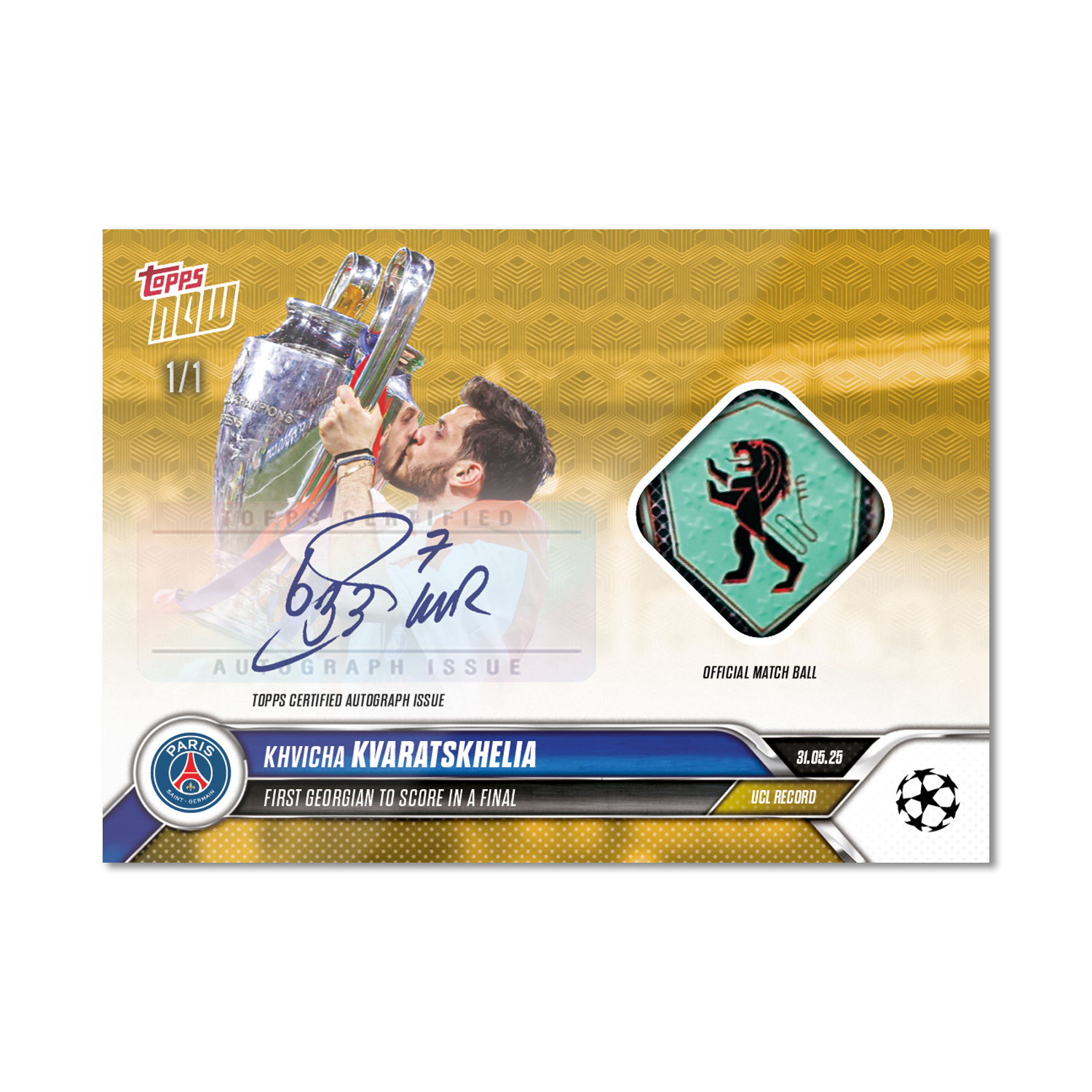 Khvicha Kvaratskhelia - 2024-25 UCL Topps NOW - Card 163 - LOOK FOR AUTO-RELIC - PR: 1971 - Image 2