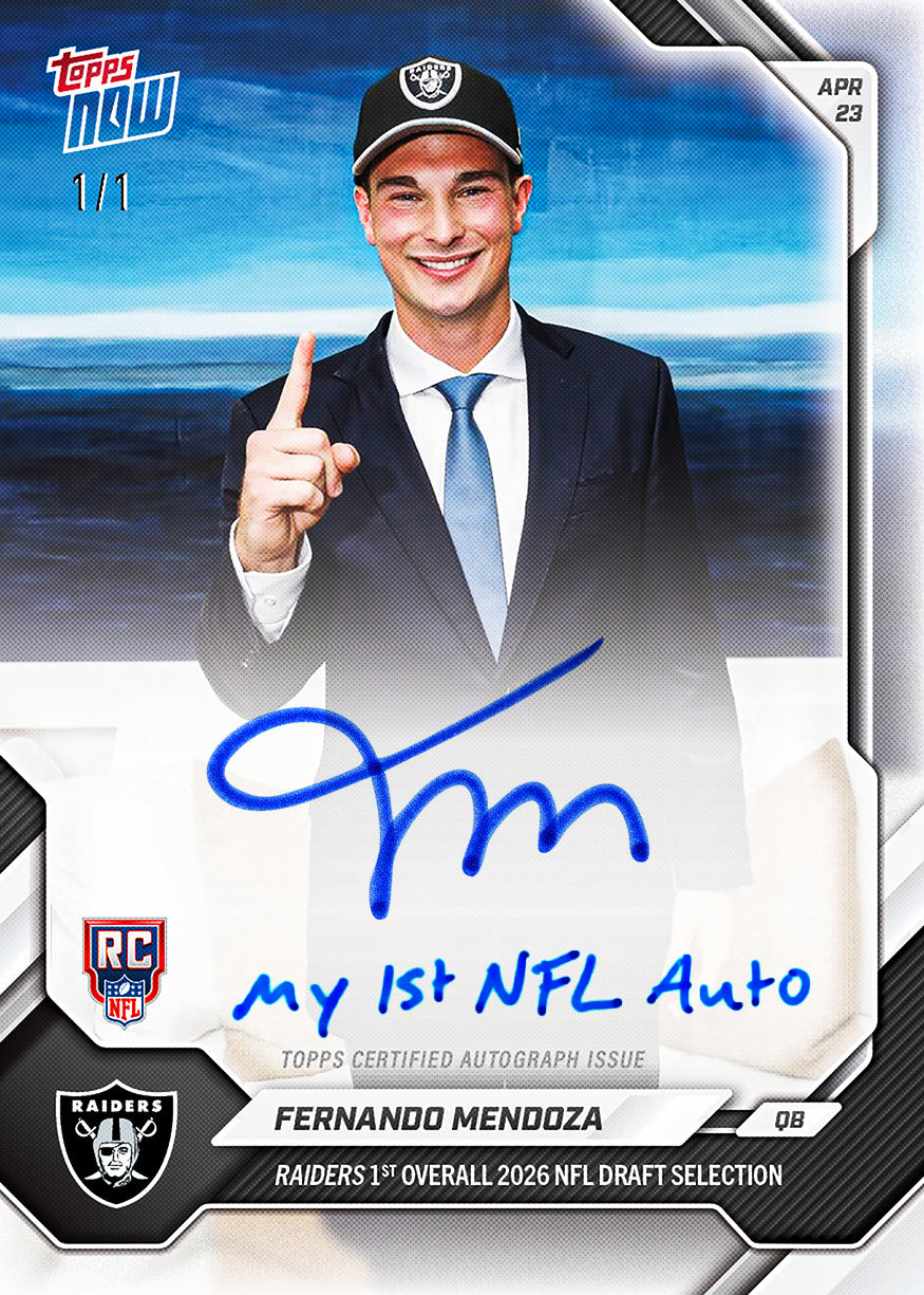 Alternative view of Fernando Mendoza - 2026 NFL Topps NOW - Card FMEN - PR: 126581