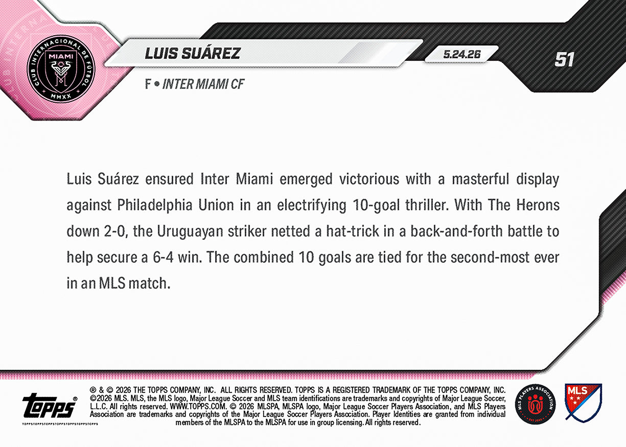 Luis Suárez - 2026 MLS Topps NOW - Card 51 - PR: 194 - Image 2