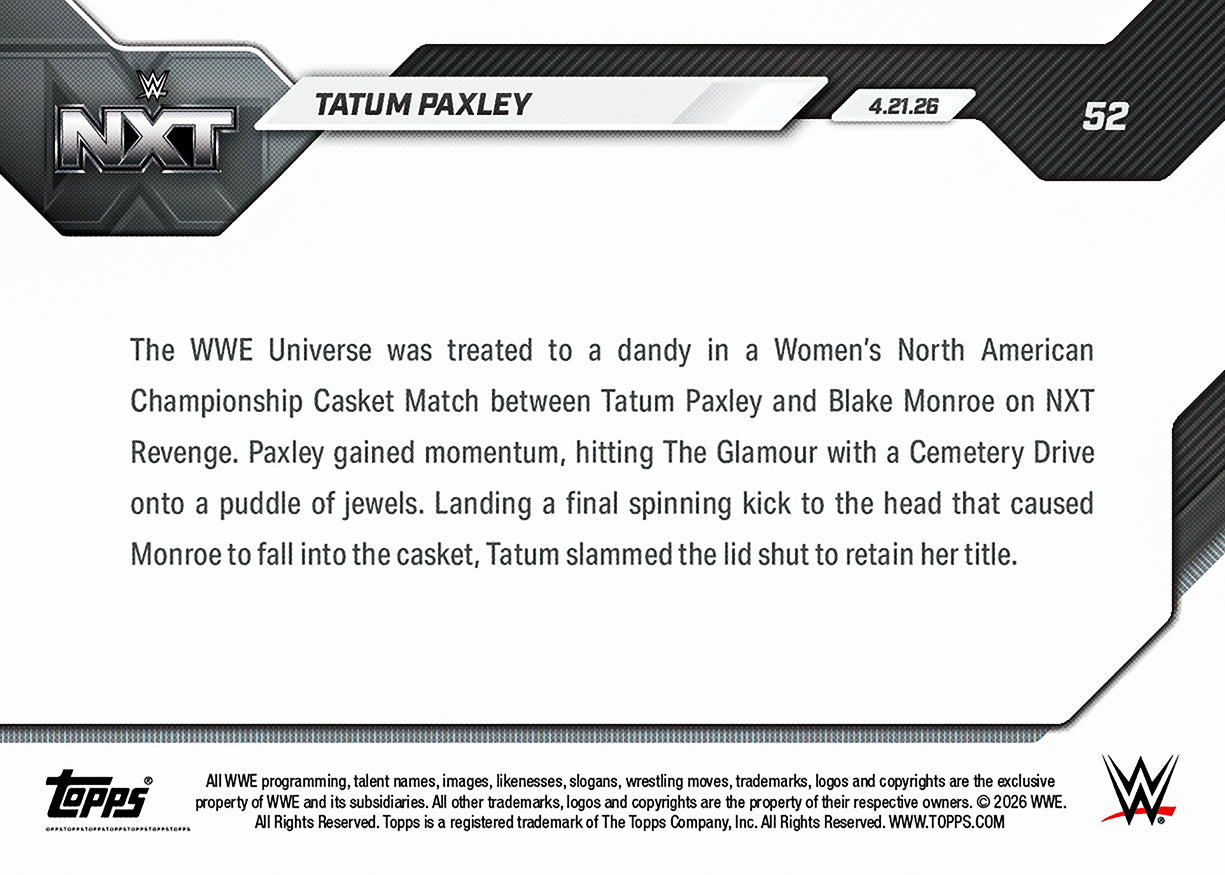 Tatum Paxley - 2026 WWE Topps NOW - Card 52 - PR: 1253 - Image 3