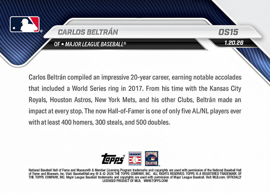 Carlos Beltrán - 2025 MLB Topps NOW - Card OS-15 - PR: 2482 - Image 3