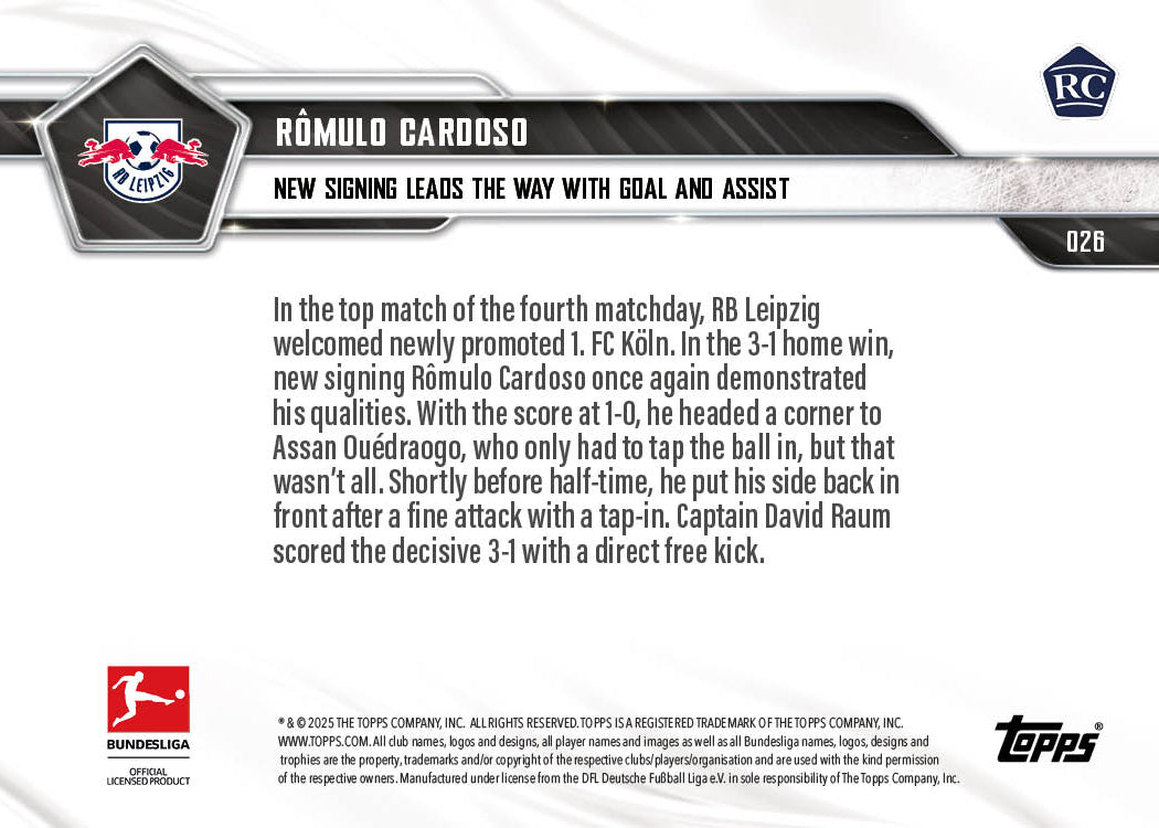 Rômulo Cardoso - 2025-26 Bundesliga Topps NOW - Card 26 - PR: 195 - Image 7