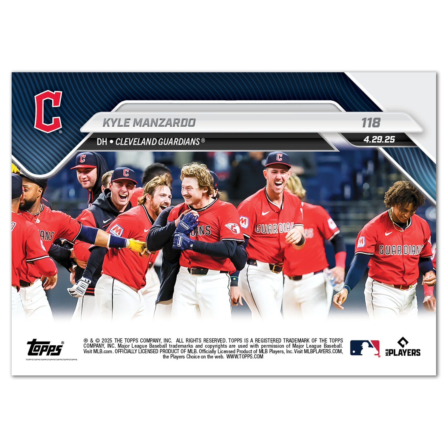 Kyle Manzardo - 2025 MLB Topps NOW - Card 118 - PR: 533 - Image 2