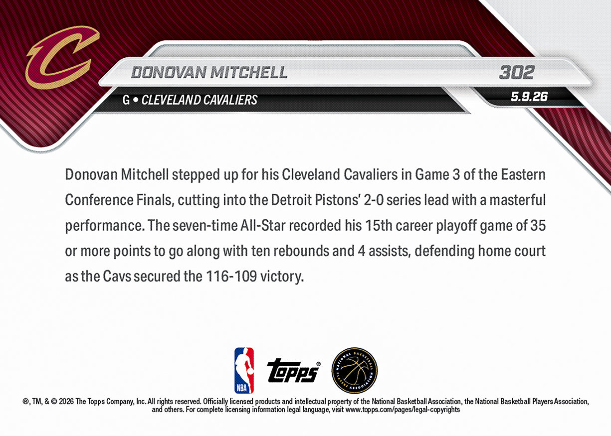 Donovan Mitchell - 2025-26 NBA Topps NOW - Card 302 - PR: 442 - Image 2