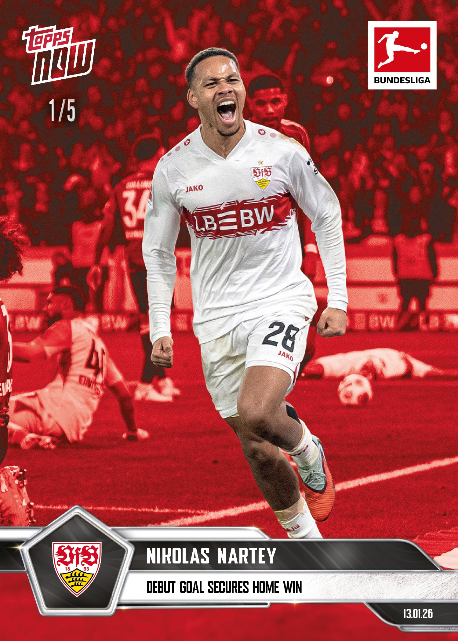 Nikolas Nartey - 2025-26 Bundesliga Topps NOW - Card 99 - PR: 156 - Image 3