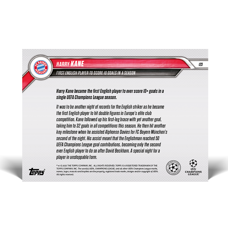 Harry Kane - 2024-25 UCL Topps NOW Card 123 - PR: 438 - Image 2