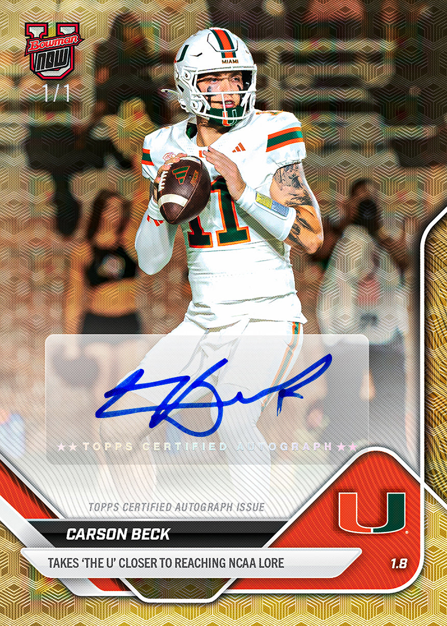 Carson Beck - 2025-26 Bowman U NOW Football - Card 65 - PR: 2011 - Image 2