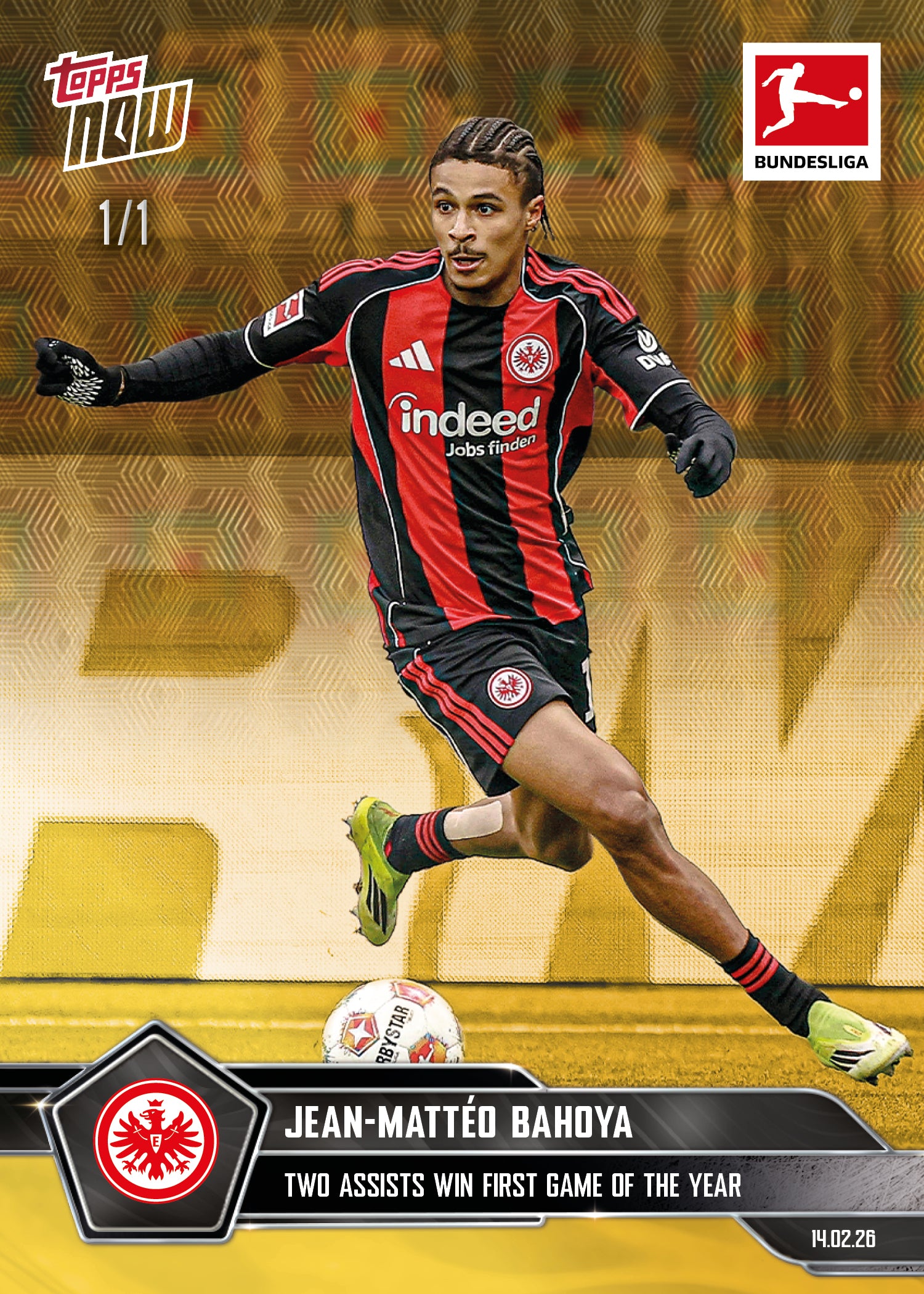 Jean-Mattéo Bahoya - 2025-26 Bundesliga Topps NOW - Card 123 - PR: 252 - Image 2