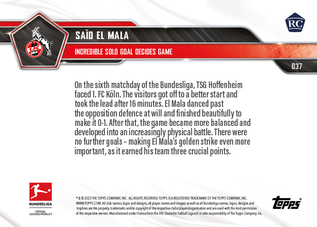 Said El Mala - 2025-26 Bundesliga Topps NOW - Card 37 - PR: 1032 - Image 7