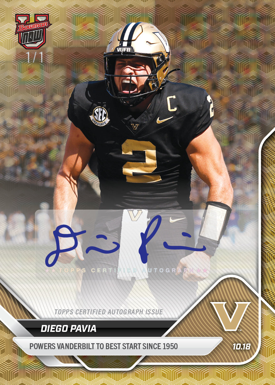 Diego Pavia - 2025-26 Bowman U NOW Football - Card 31 - PR: 1116 - Image 2