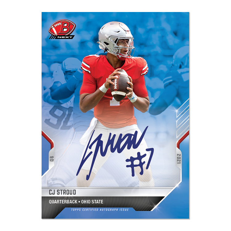 On-Card Auto # to 49 - CJ Stroud - 2021 Bowman NEXT TOPPS NOW Football Card 10B