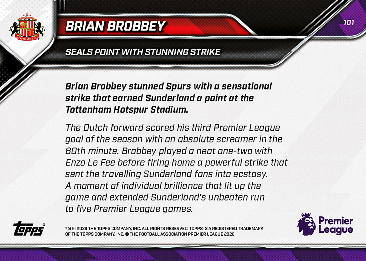Brian Brobbey - 2025-26 Premier League Topps NOW - Card 101 - PR: 320 - Image 7