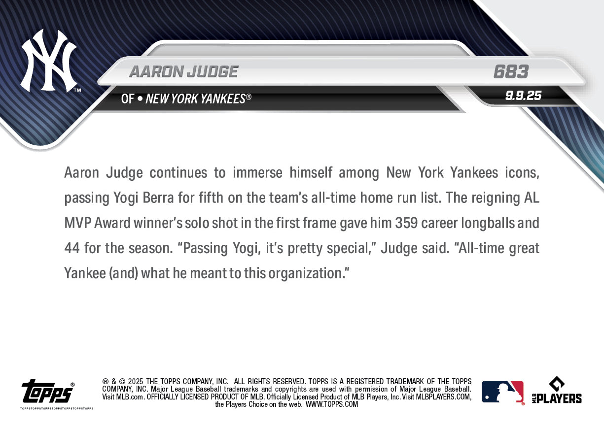 Aaron Judge - 2025 MLB Topps NOW - Card 683 - PR: 3774 - Image 3
