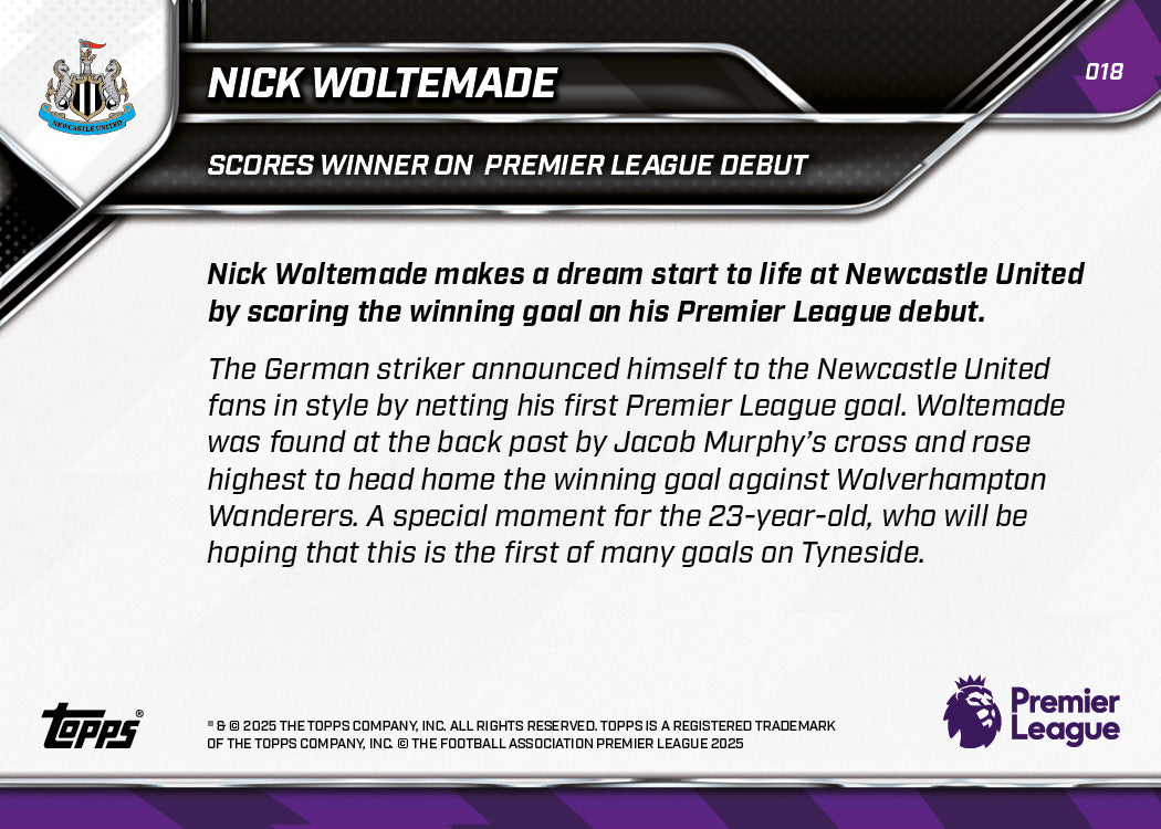 Nick Woltemade - 2025-26 Premier League Topps NOW - Card 18 - PR: 723 - Image 7