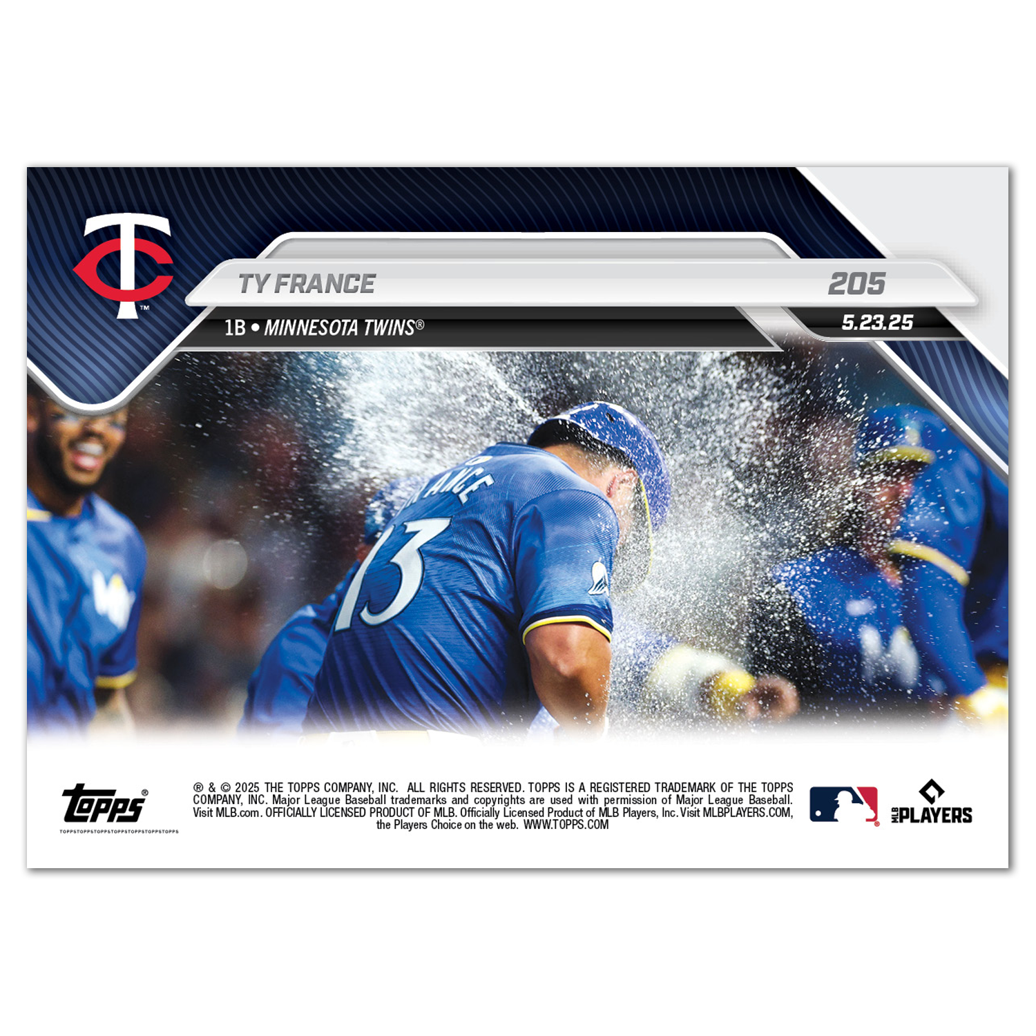 Ty France - 2025 MLB Topps NOW - Card 205 - PR: 425 - Image 2