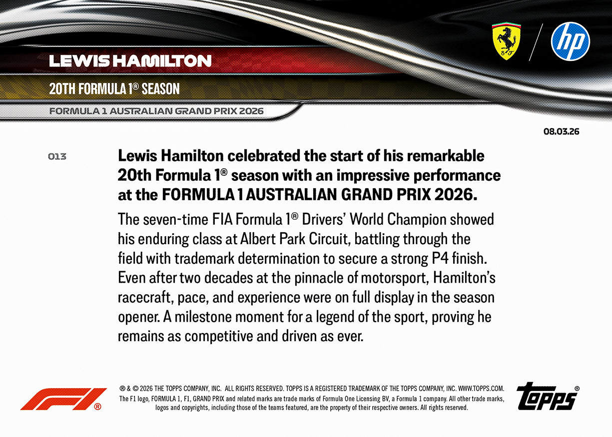 Lewis Hamilton - 2026 Formula 1 Topps NOW - Card 13 - PR: 6056 - Image 7