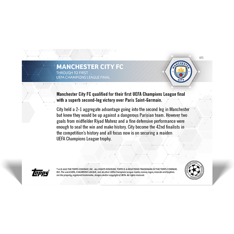 Through to first UEFA Champions League final - UCL TOPPS NOW Card #71 - Print Run: 1411 - Image 2