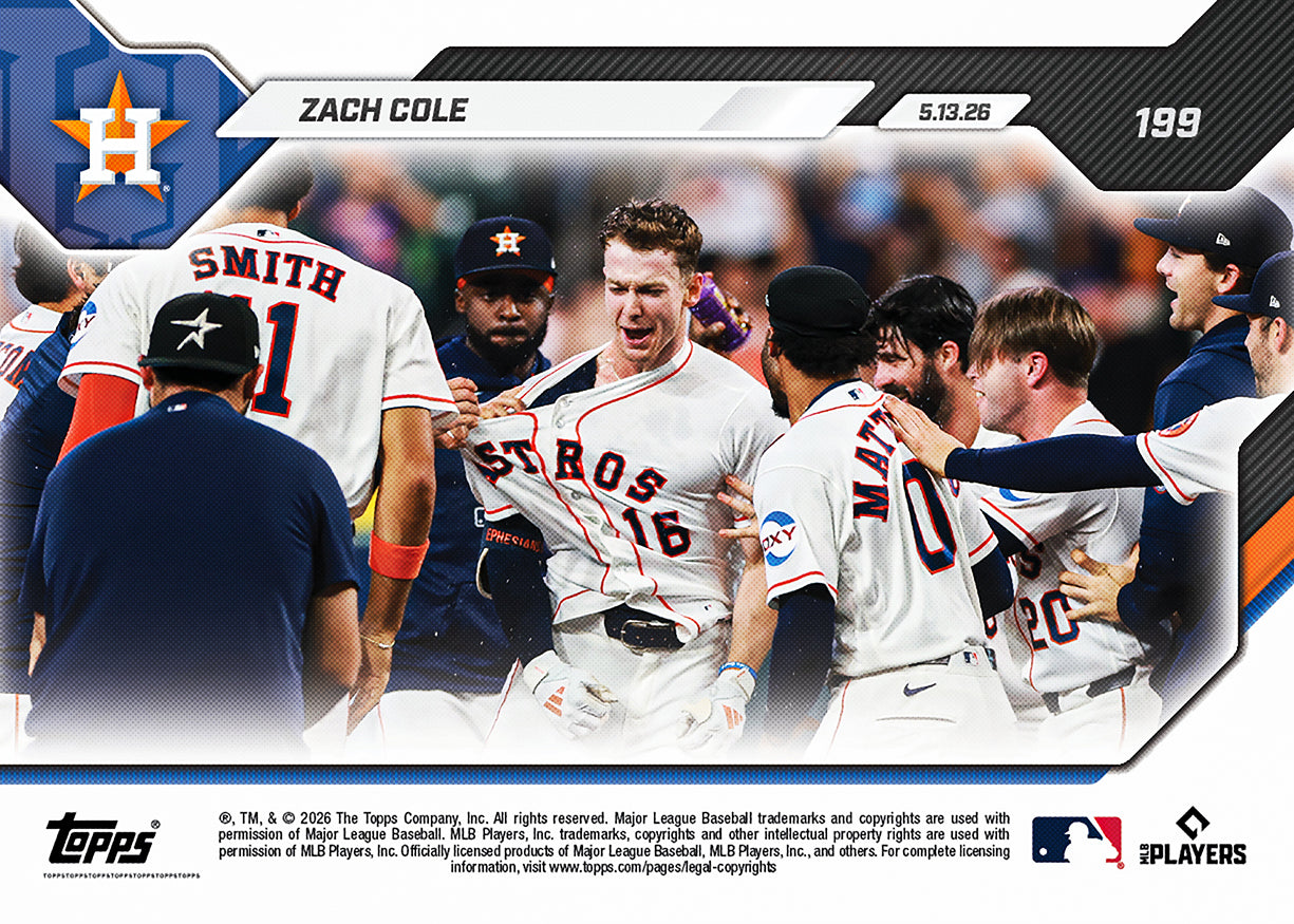 Zach Cole - 2026 MLB Topps NOW - Card 199 - PR: 633 - Image 2