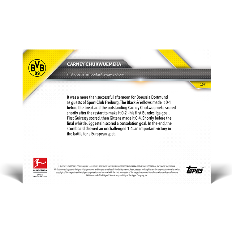 Carney Chukwuemeka - 2024-25 Bundesliga Topps NOW Card 157 - PR: 132 - Image 2
